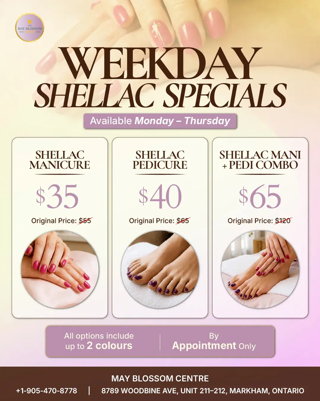 (Mon- Thu) Weekday Shellac Specials 